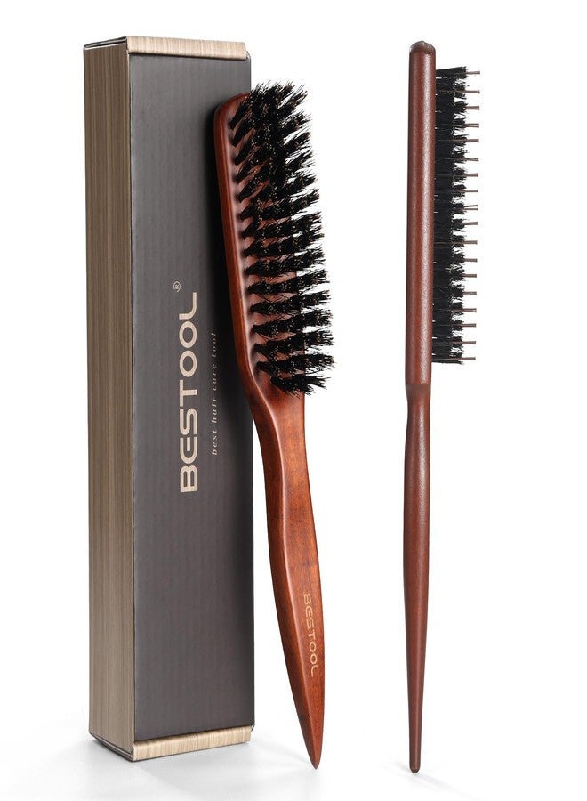 BESTOOL Hair Brush,Pure Boar Bristle Hair Brush for Better Hair Texture Slick Back Brushes for Women Men and Kids Best for Sensative Scalp Medium Thin and Fine Hair Smoothing Flyaways, Edge Control - Image 1